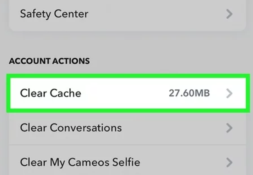 Clear snapchat App Cache.